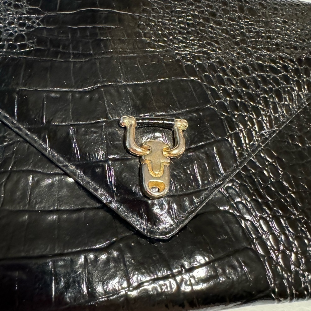 VTG Vivace Korean Leather Crocodile Envelope Clutch Shoulder Purse 90’s Unique - Picture 2 of 15